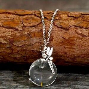Dandelion Glass Pendant Necklace